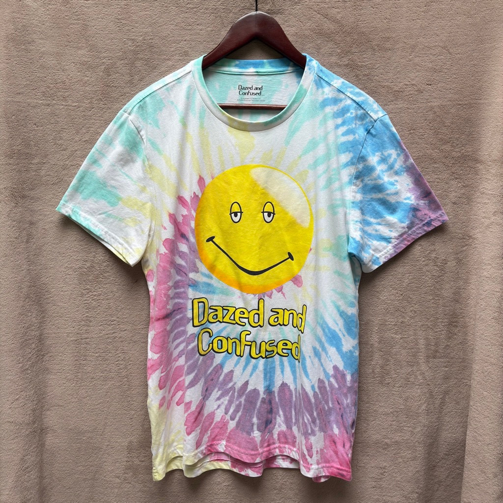 Men's Dazed and Confused Multi-color Tie-Dye Smiley Short Sleeve Tee M